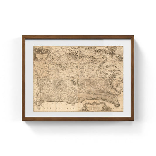 Mappa del Lazio nel 1693 con strade, casali e tenute di Giacomo Giovanni Rossi