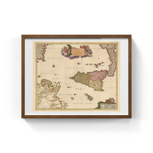 Mappa del Regno di Sicilia con isole circostanti di Nicolaes Visscher I