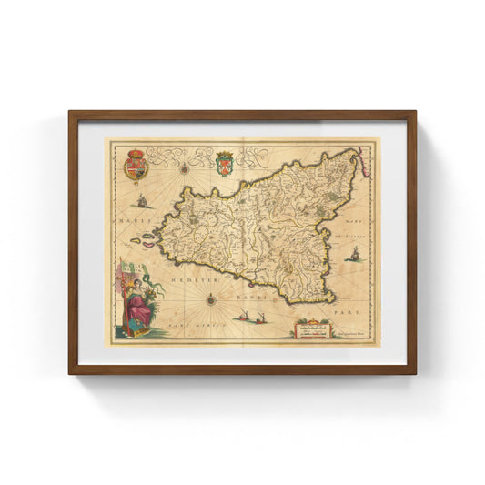 Mappa del Regno di Sicilia nel 1640 di Willem Janszoon Blaeu