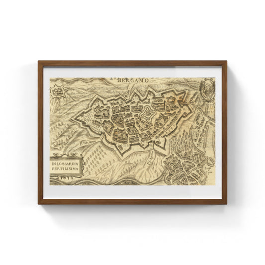 Map of the ancient city of Bergamo by Pietro Bertelli