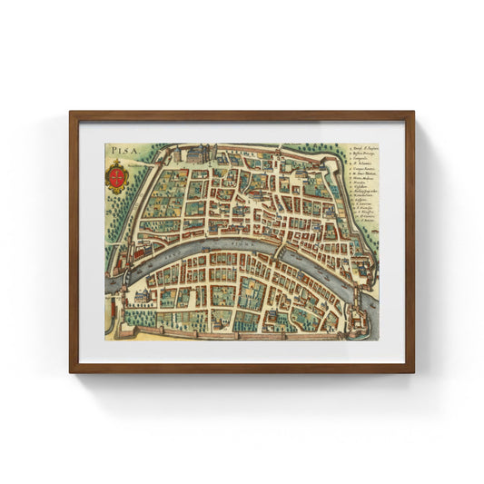 Mappa dell'antica città di Pisa di Matthäus Merian
