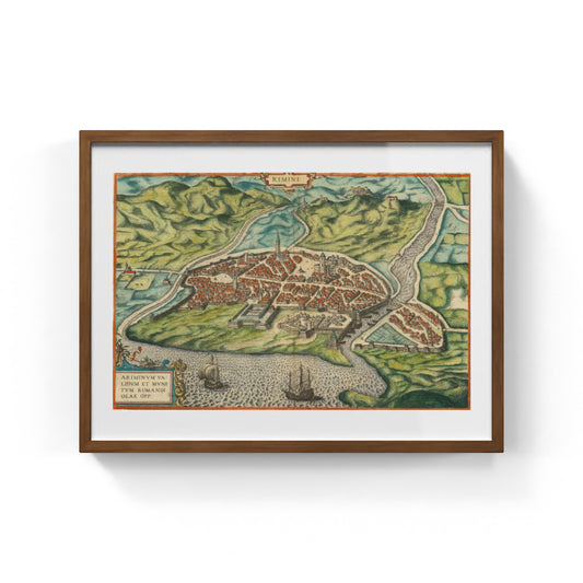 Mappa dell'antica Rimini di Georg Braun e Frans Hogenberg