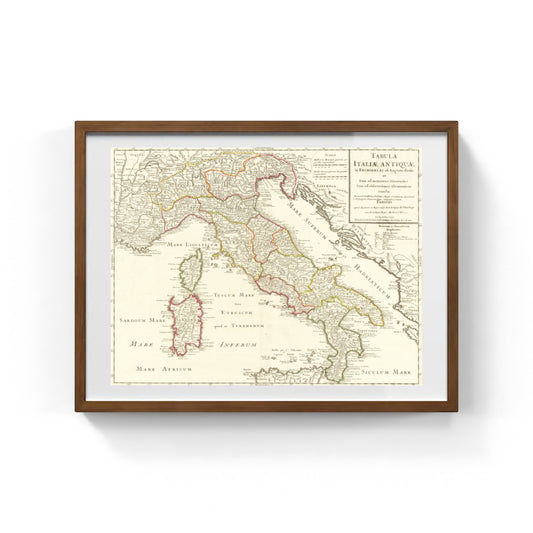 Rara mappa dell'Italia romana con le regioni augustee di Philippe Buache