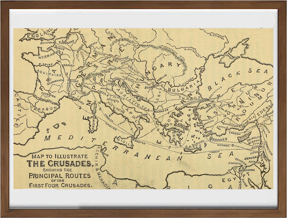 Mappa storica delle prime quattro crociate