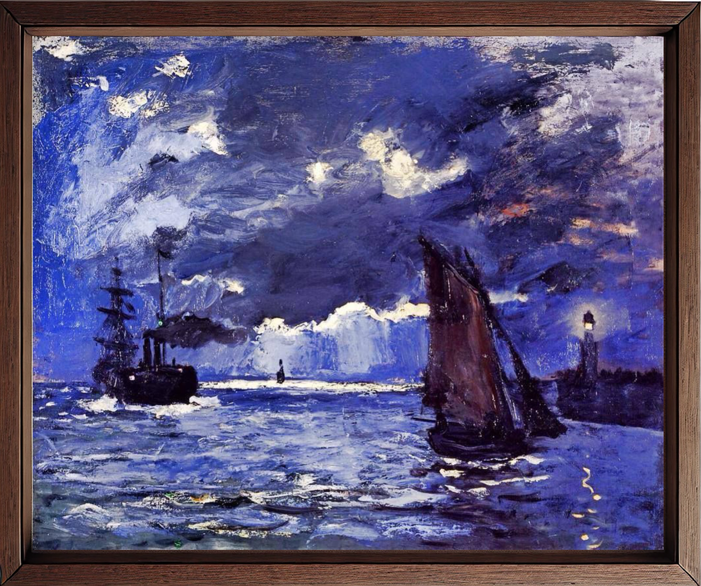 Marine, navigazione al chiaro di luna, quadro di Claude Monet