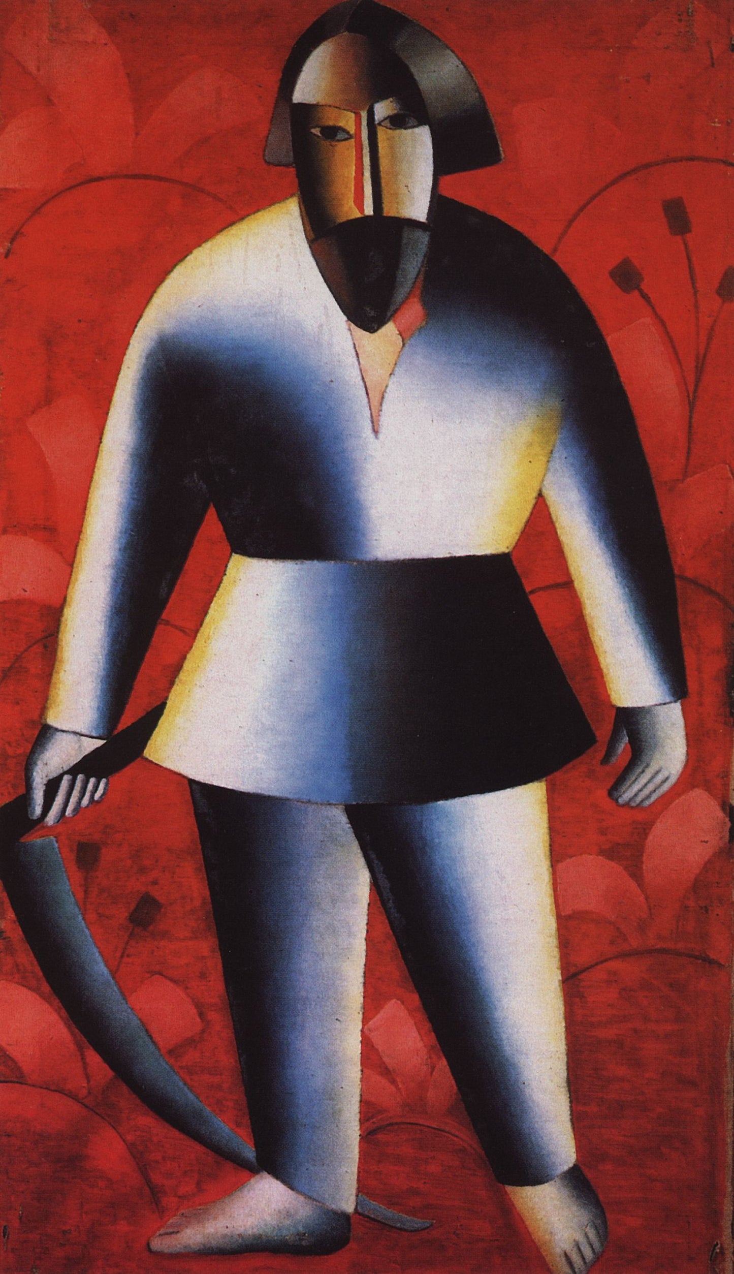 Il mietitore su fondo rosso di Kazmir Malevich su pregiata carta Amalfi