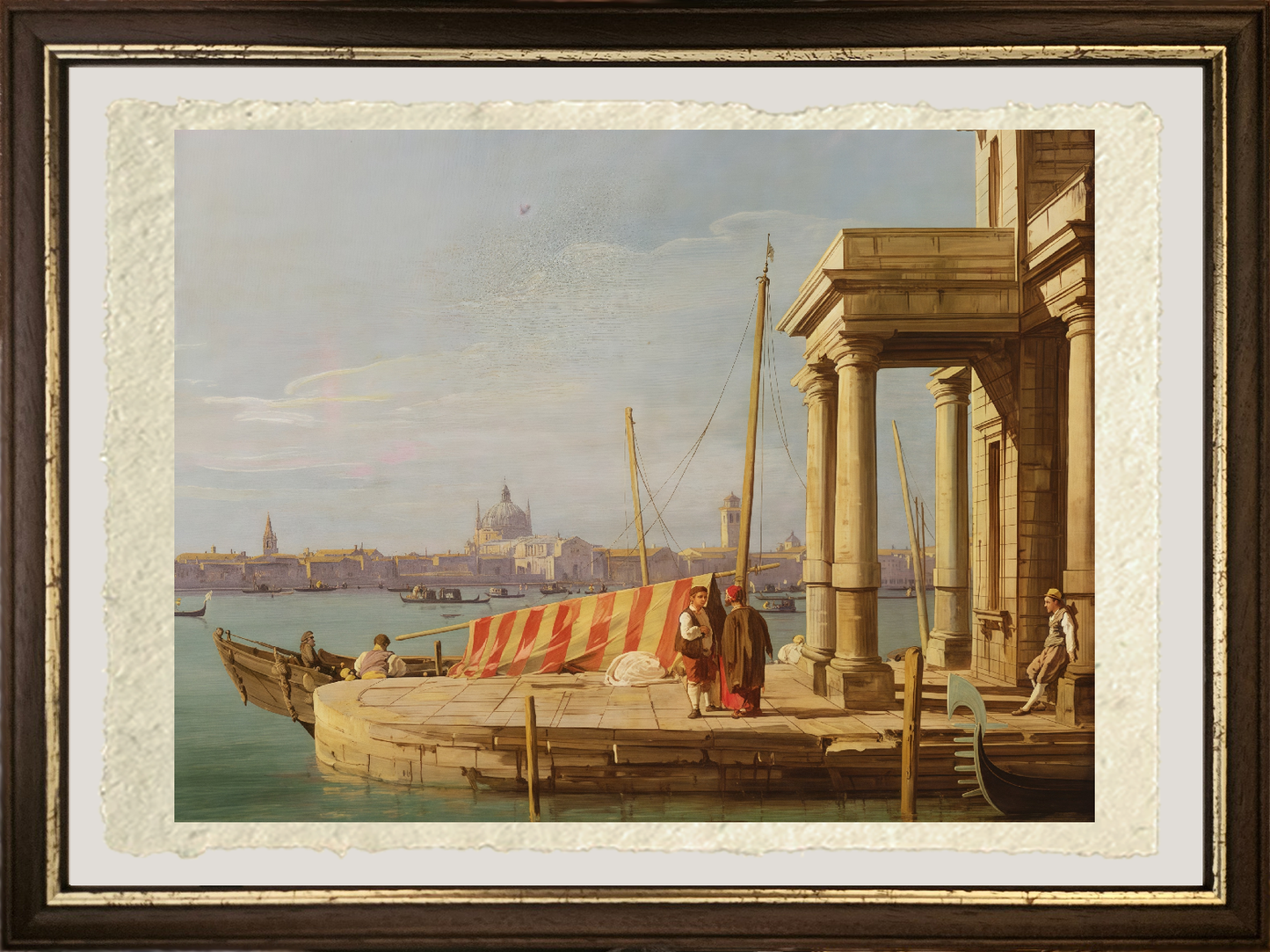 Dettaglio de Il molo della Dogana di Giovanni Antonio Canal detto Canaletto su carta Amalfi