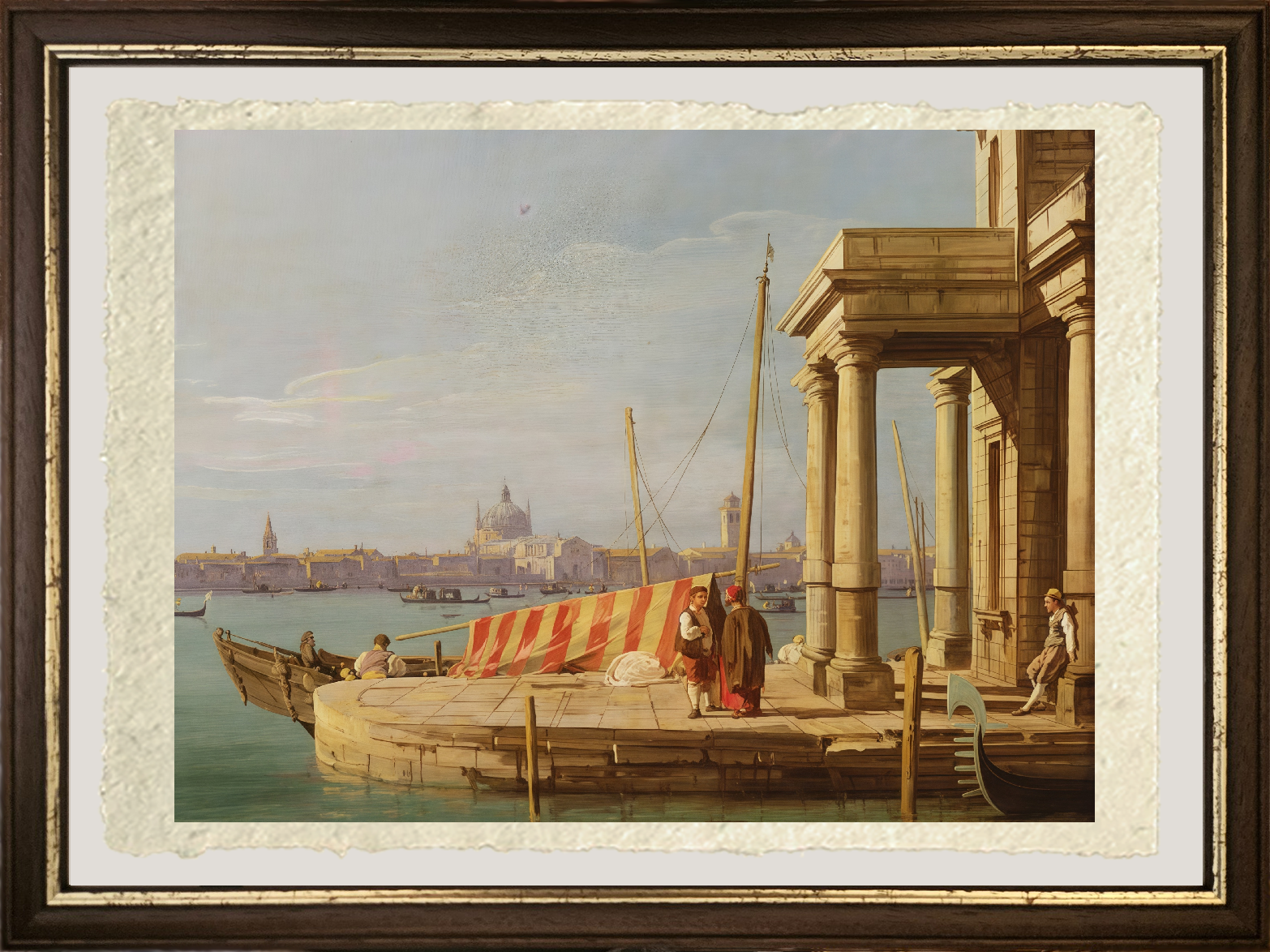 Dettaglio de Il molo della Dogana di Giovanni Antonio Canal detto Canaletto su carta Amalfi