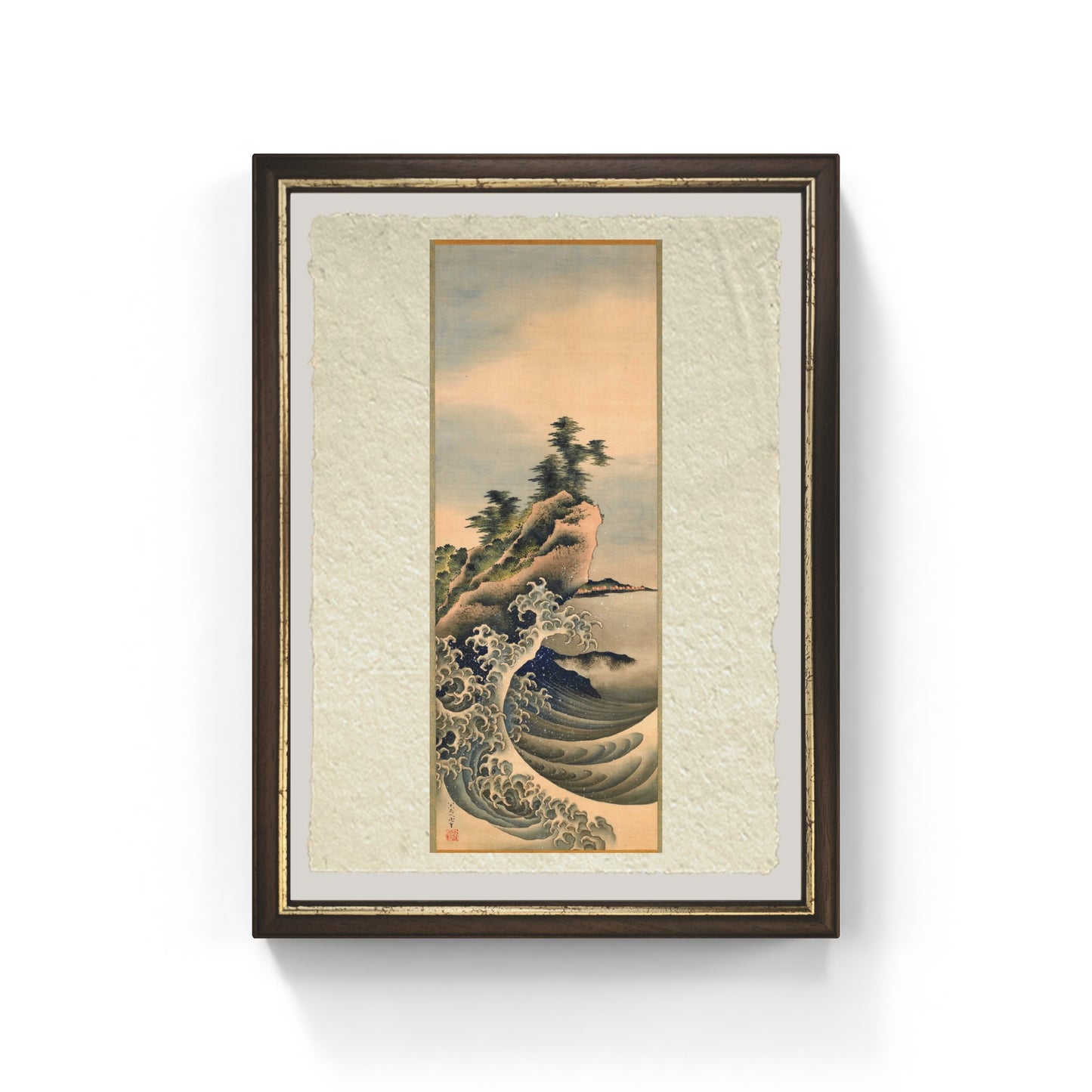 stampa onde che si infrangono di Katsushika Hokusai su carta amalfi