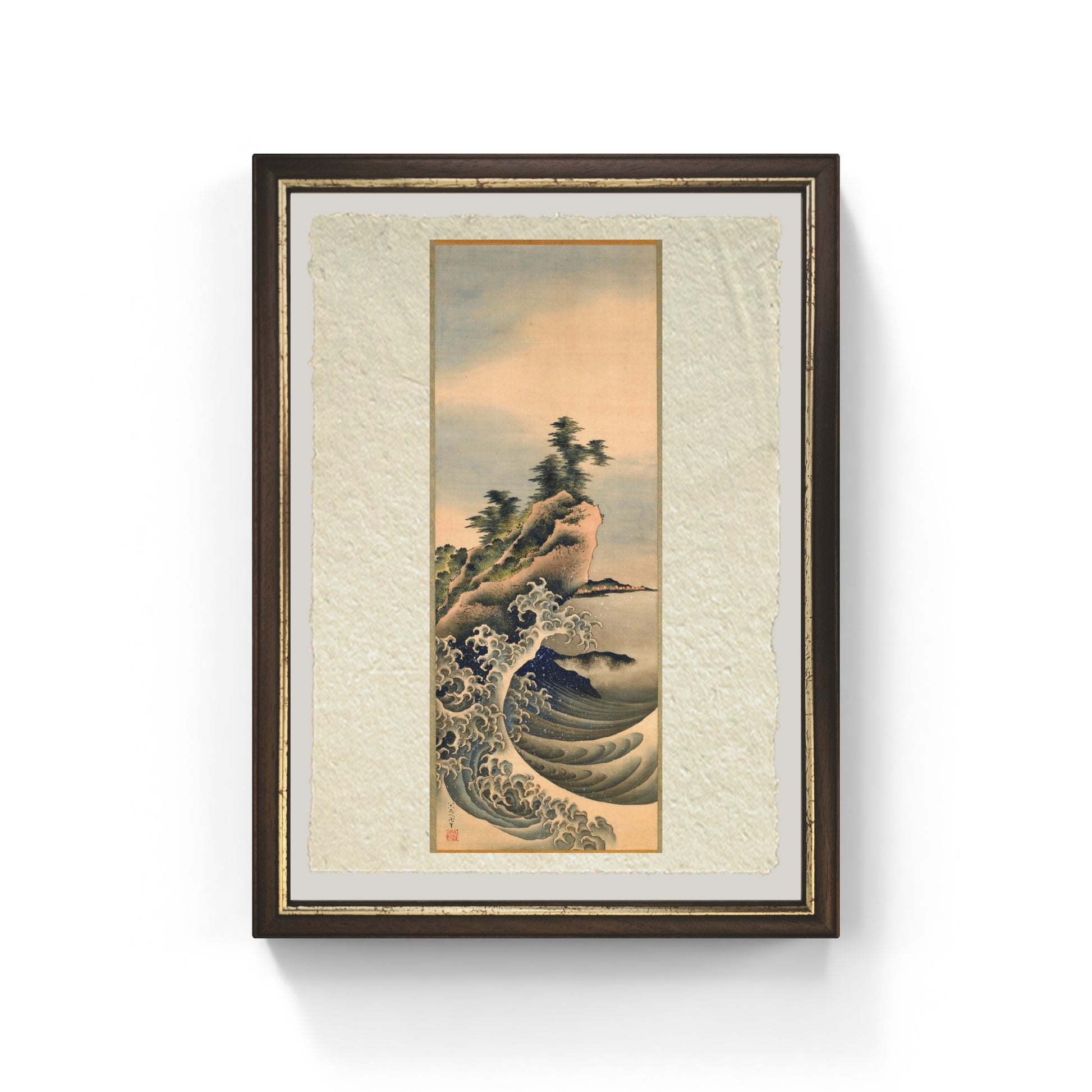 stampa onde che si infrangono di Katsushika Hokusai su carta amalfi