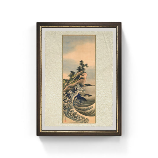 stampa onde che si infrangono di Katsushika Hokusai su carta amalfi