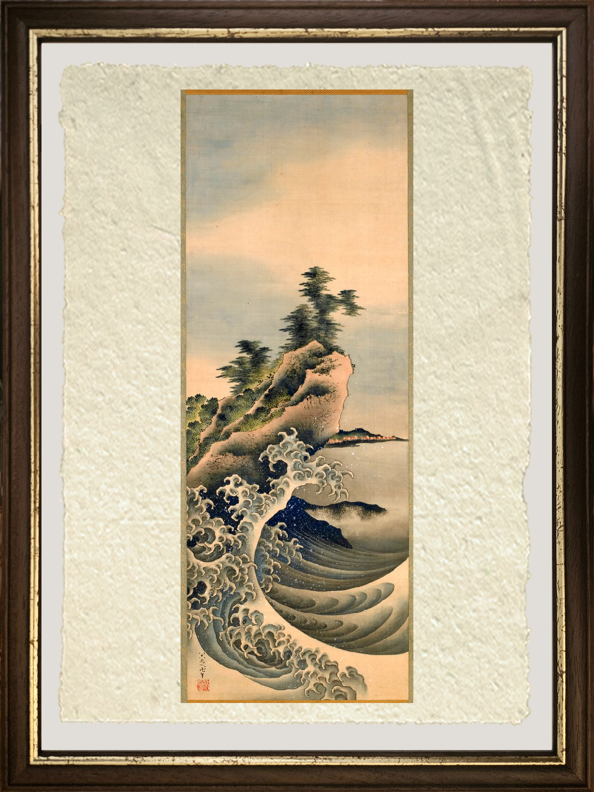 dettaglio stampa onde che si infrangono periodo edo 1847 hokusai qualità carta amalfi