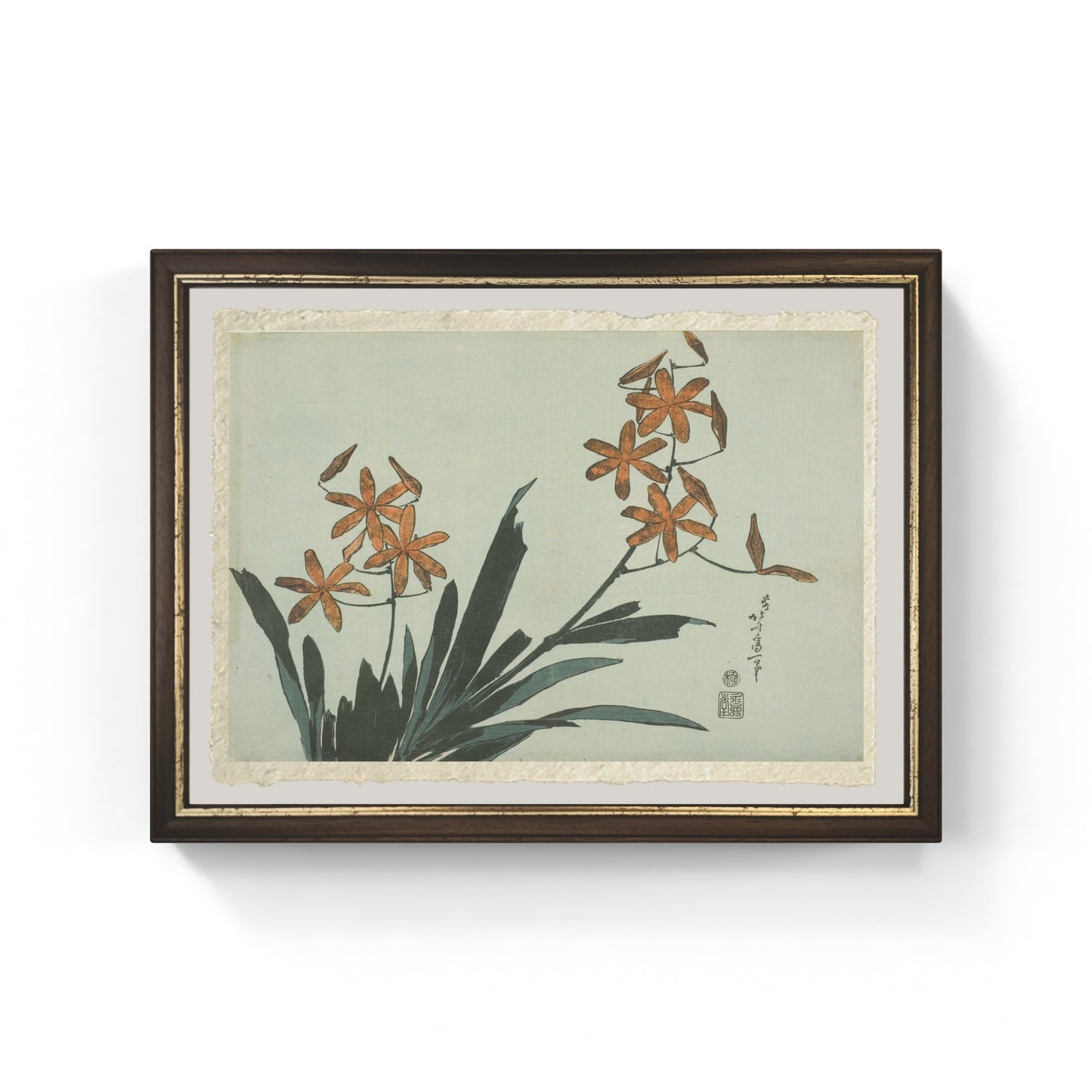 orchidee arancioni di katsushika hokusai su carta amalfi 