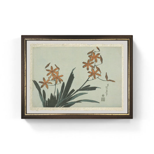 orchidee arancioni di katsushika hokusai su carta amalfi 