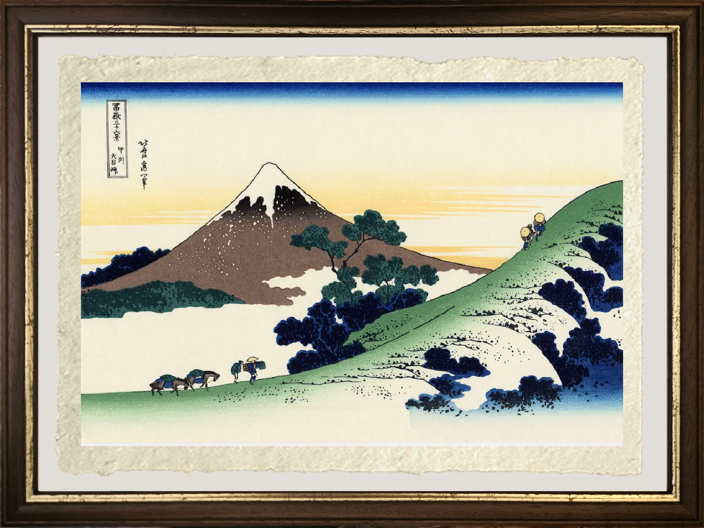 dettaglio de il passo inume nella provincia di kai di Katsushika Hokusai su carta amalfi
