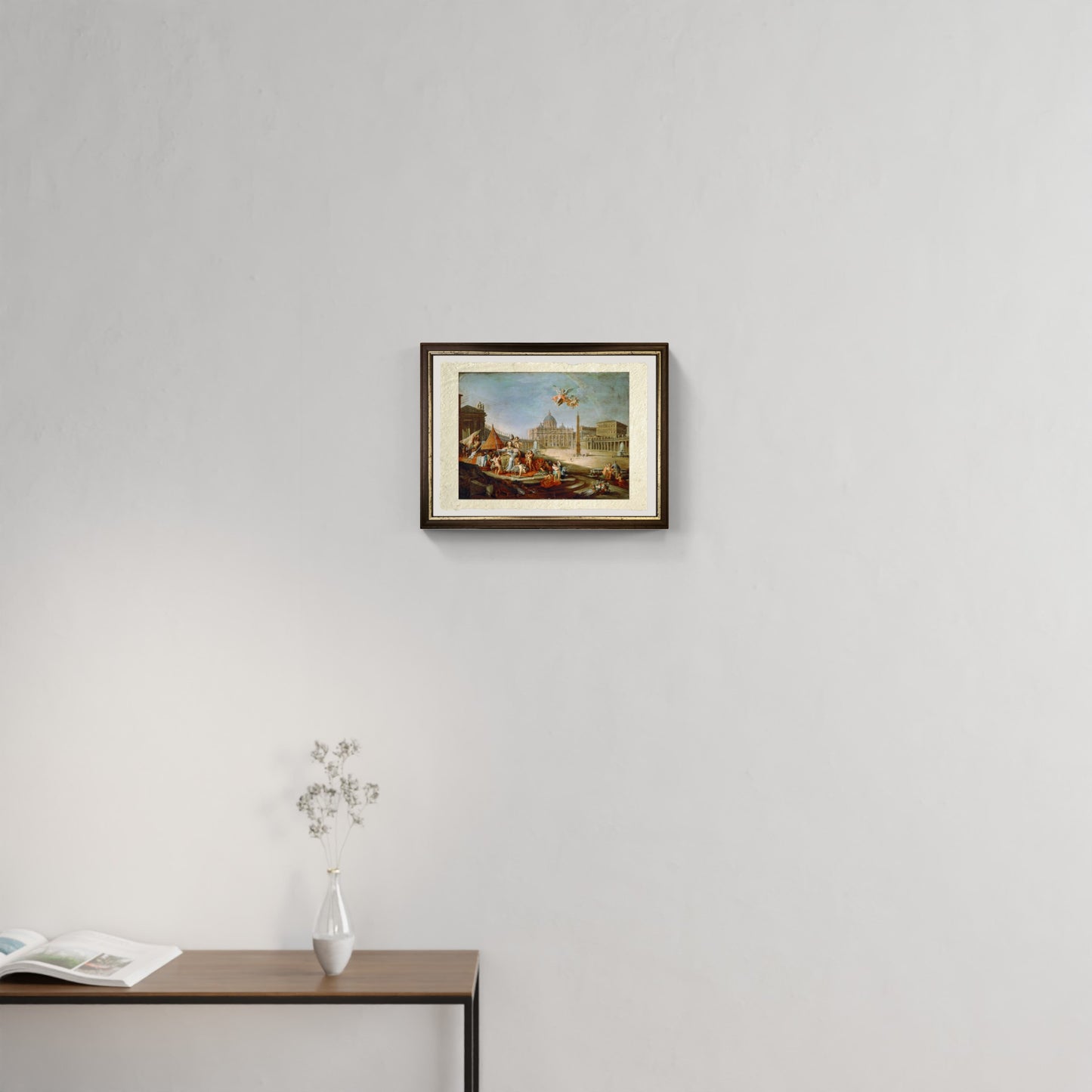 Piazza San Pietro, con un’allegoria del Trionfo del Papato di Pannini nello studio