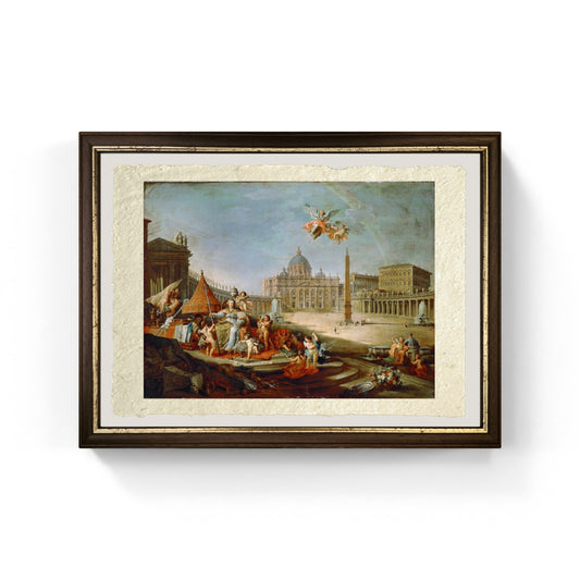 Piazza San Pietro, con un’allegoria del Trionfo del Papato di Pannini