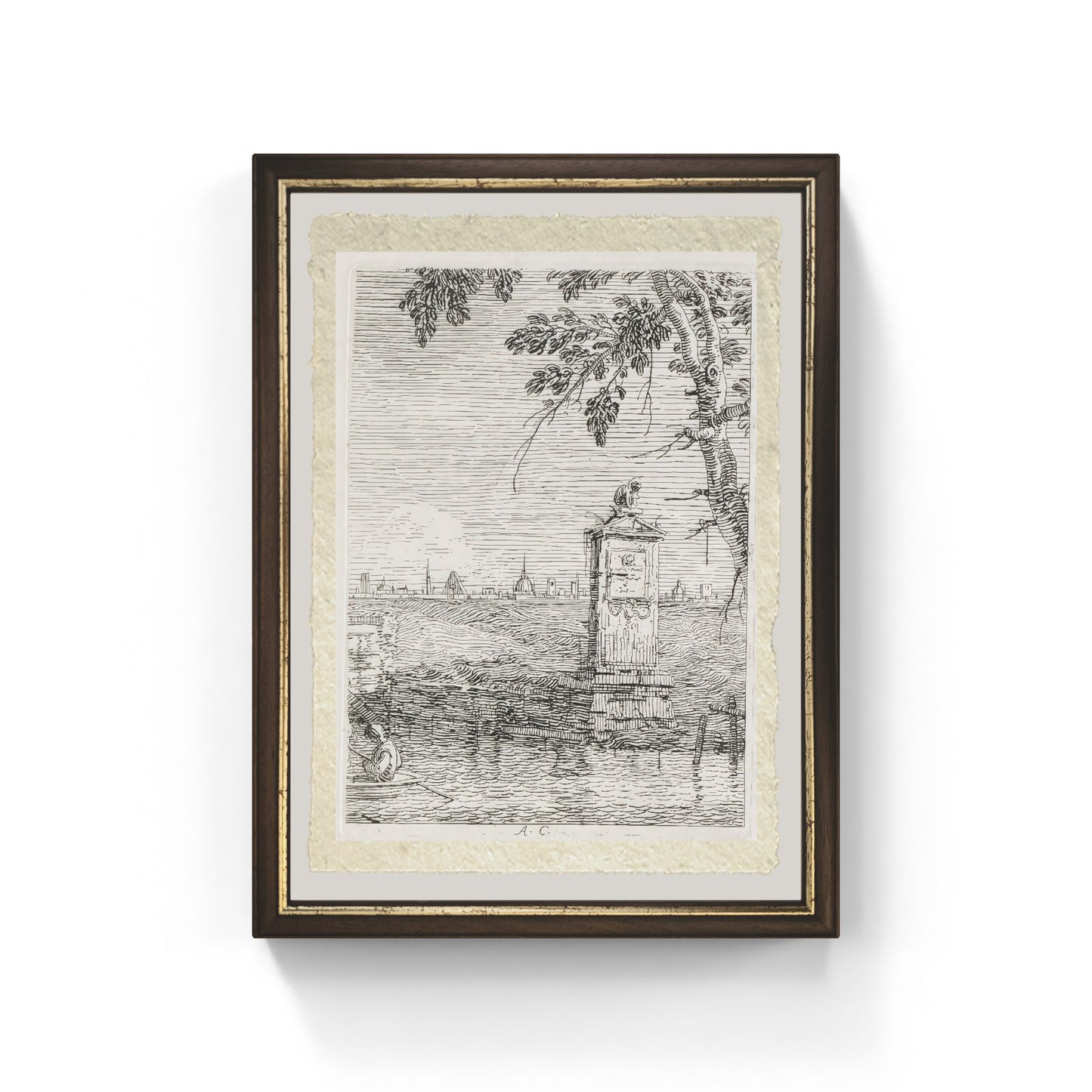 Il piccolo monumento sotto un albero di Giovanni Antonio Canal detto Canaletto su carta Amalfi