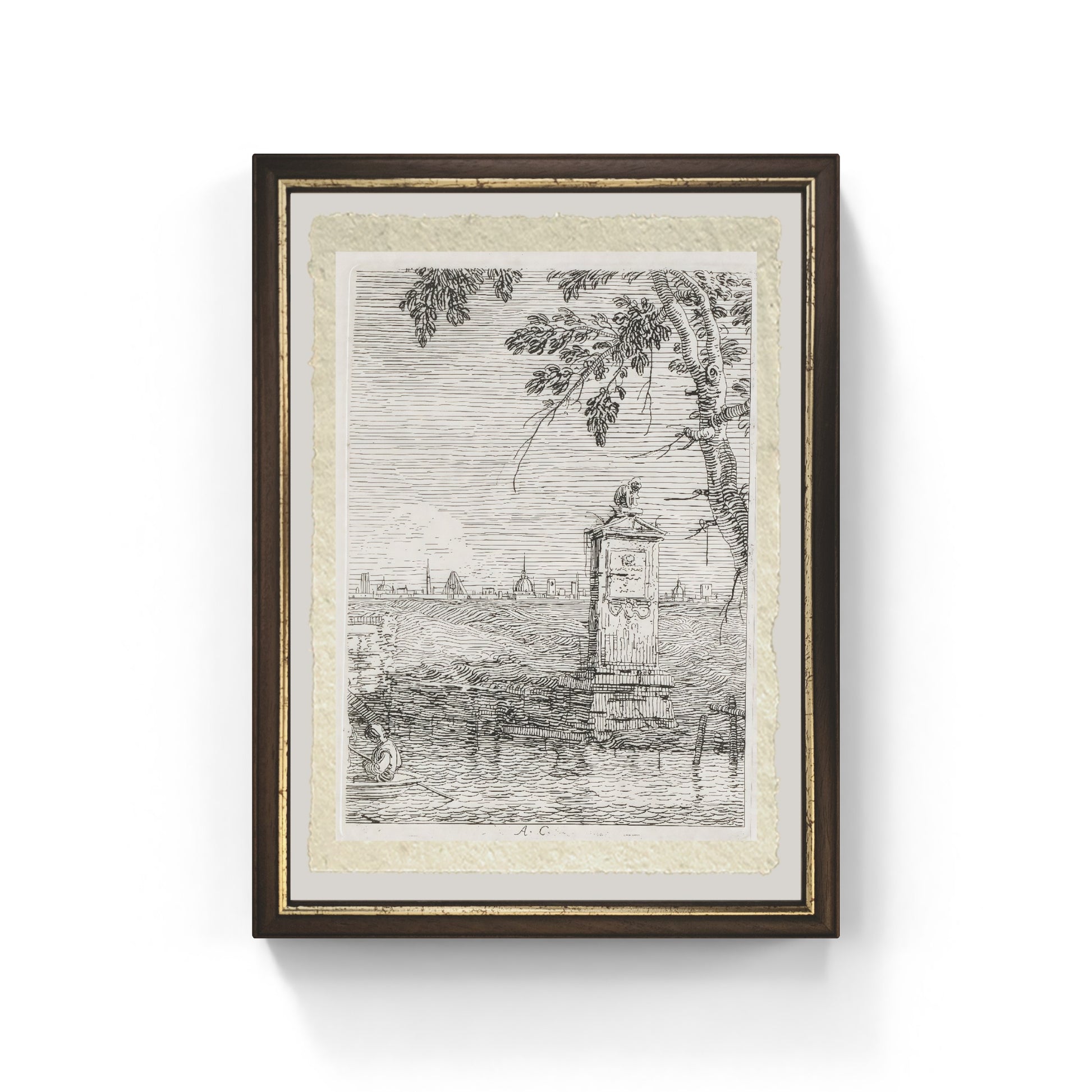 Il piccolo monumento sotto un albero di Giovanni Antonio Canal detto Canaletto su carta Amalfi