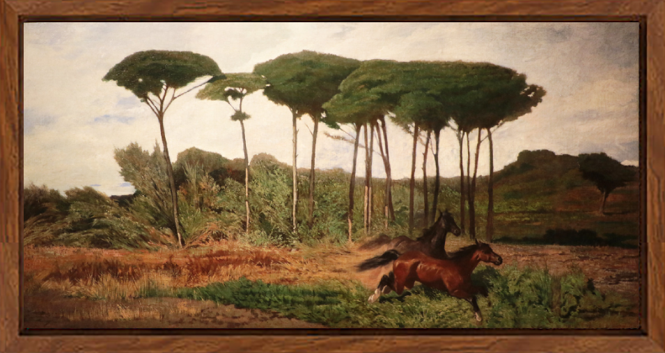 Cavalli bradi alla pineta di Tombolo di Giovanni Fattori