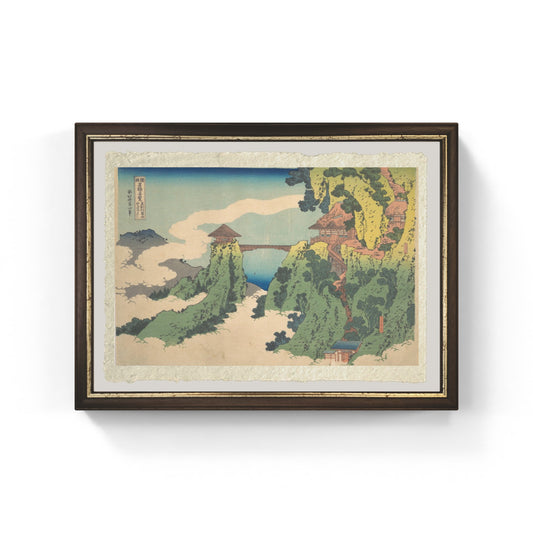 Riproduzione su carta Amalfi de Il ponte delle nuvole sospese al Monte Gyōdō di Katsushika Hokusai