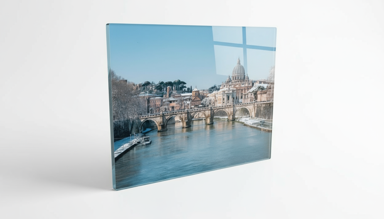 Sant'Angelo bridge covered in snow, Rome