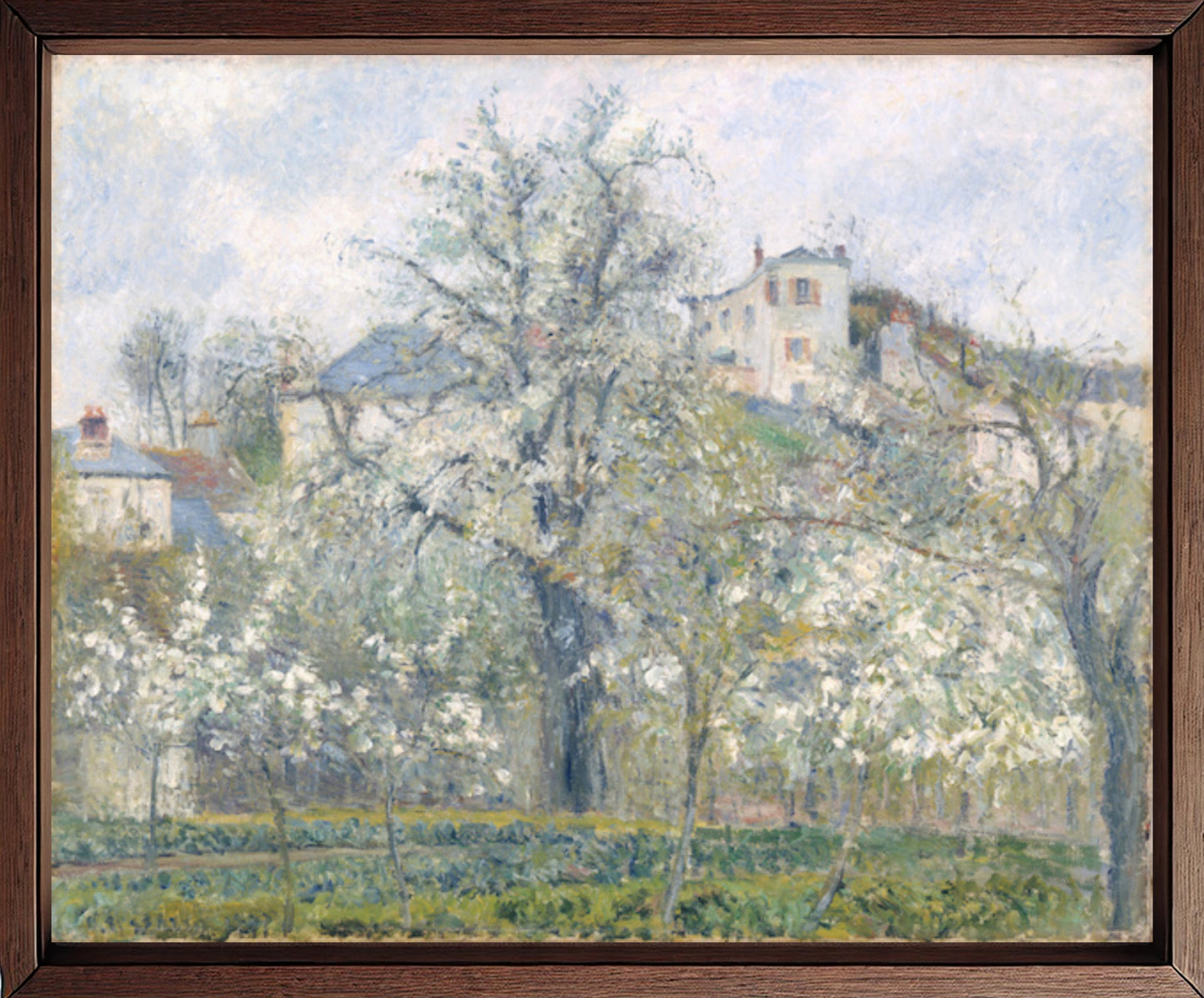 Printemps. Pruniers en fleurs di Camille Pissarro
