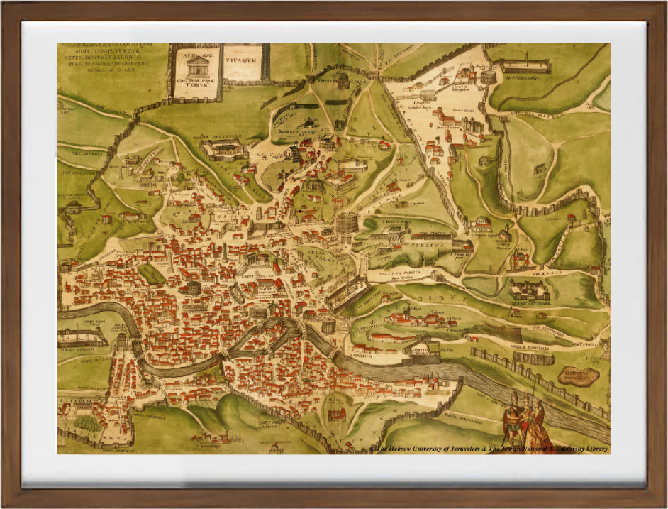 Historical map of Rome in the 1st century AD, created in 1570 