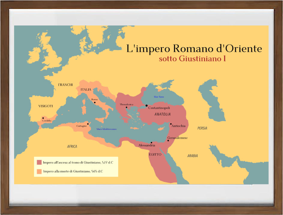 Mappa dell'impero Romano d'Oriente sotto Giustiniano I