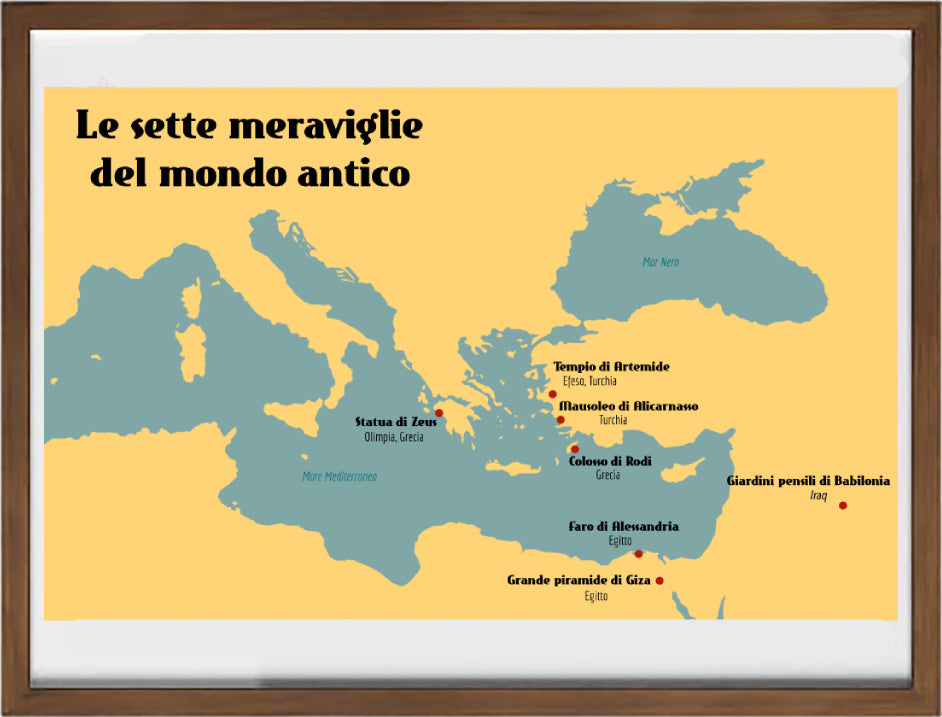 Mappa: le sette meraviglie del mondo antico