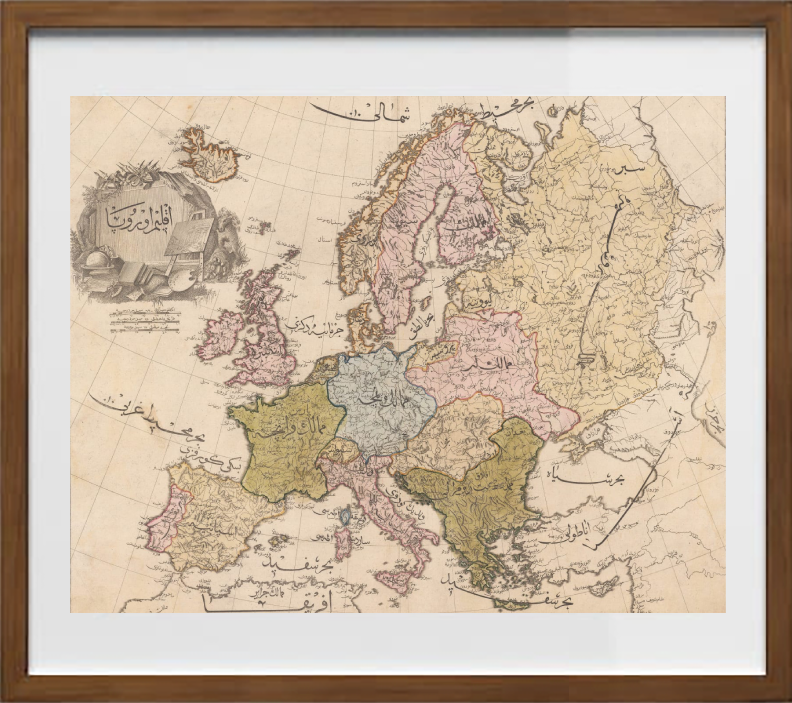 Rara mappa ottomana dell'Europa di Mahmoud Raif Efendi