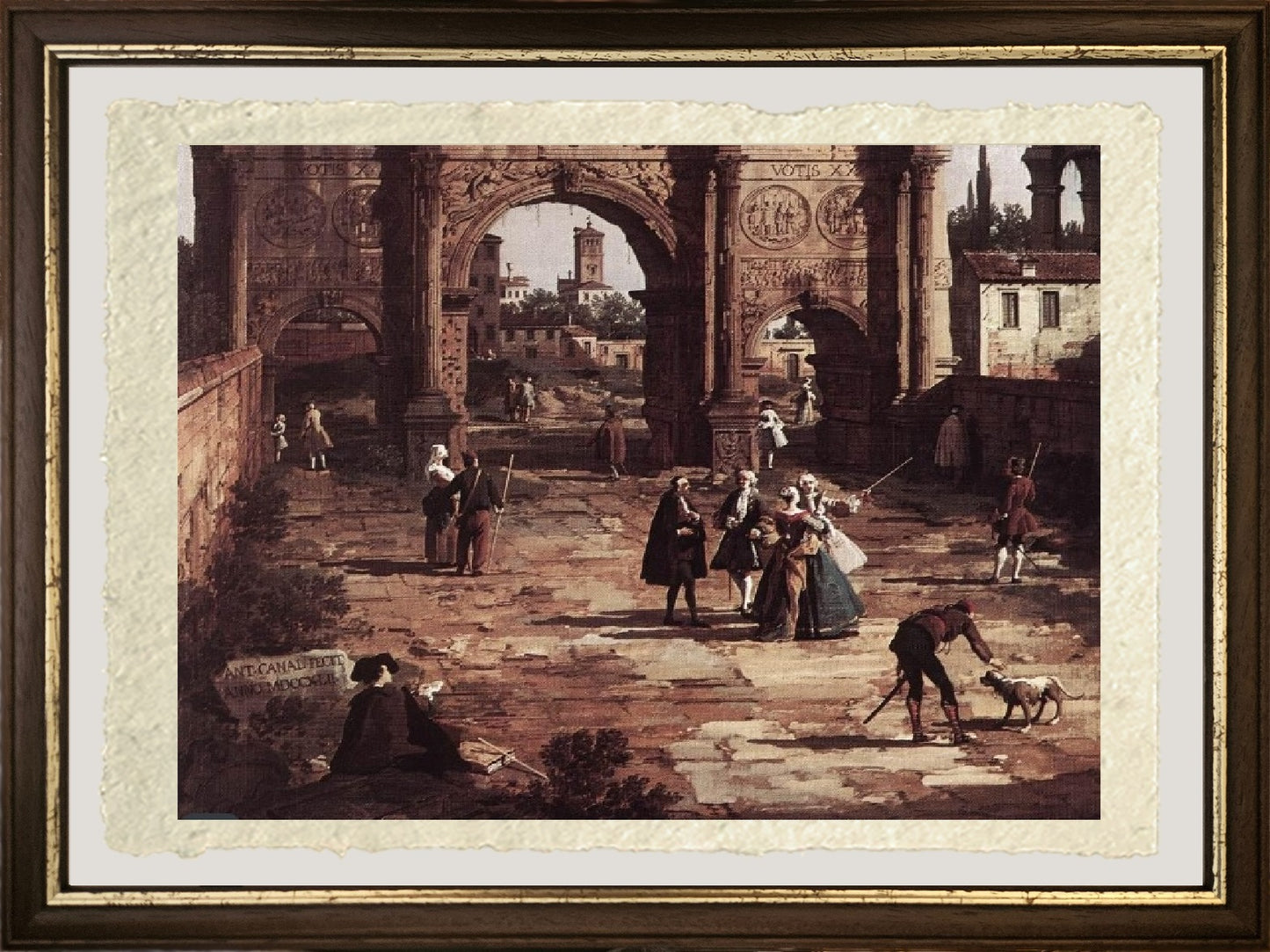 Dettaglio ravvicinato della stampa Roma di Canaletto su carta Amalfi