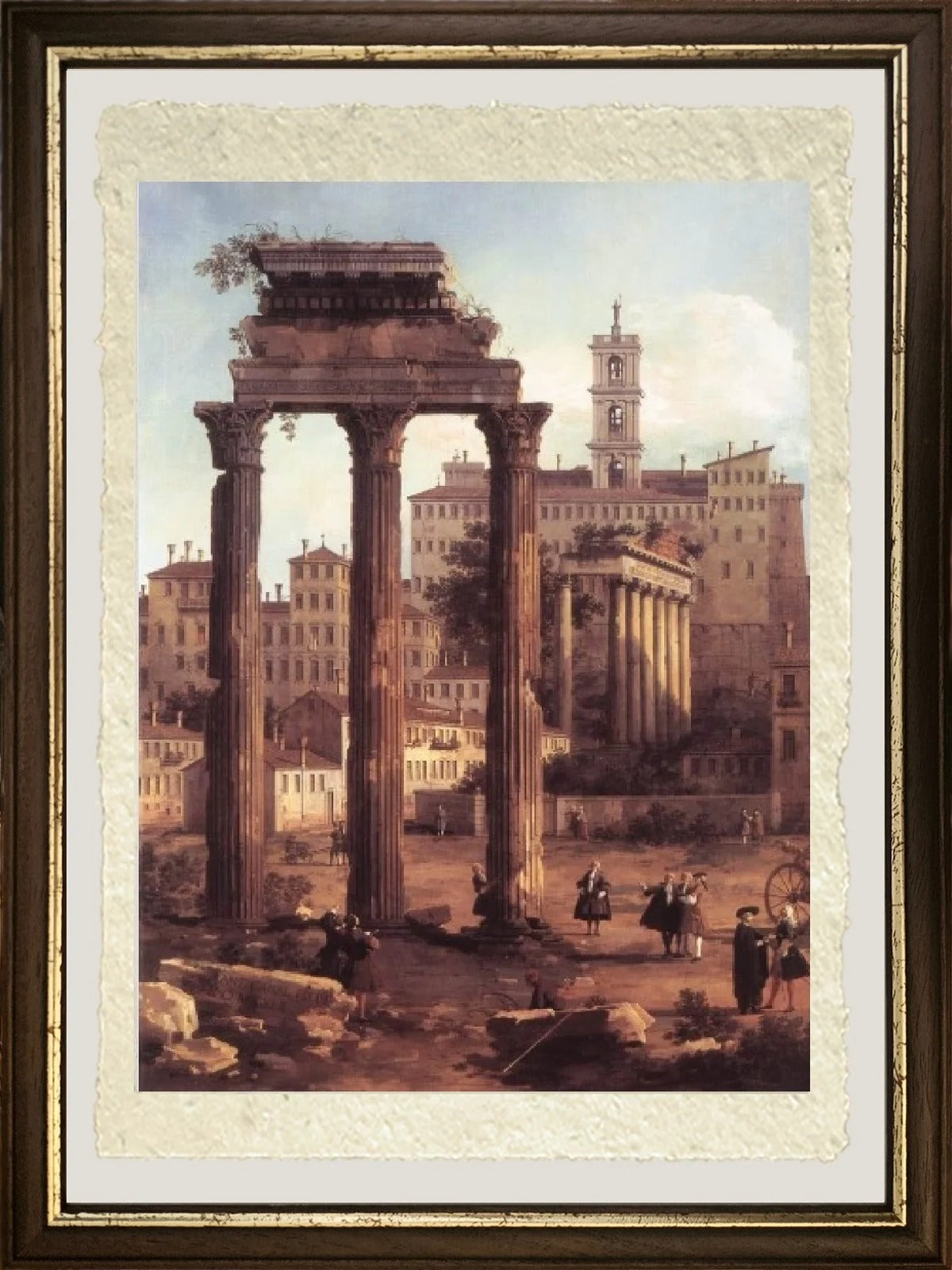 Rovine del Foro di Canaletto incorniciata con cornice artigianale