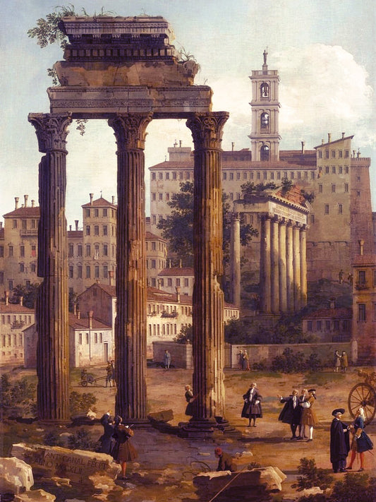 Rovine del Foro guardando verso il Campidoglio, Canaletto - stampa su carta di Amalfi