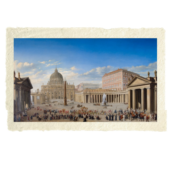 Veduta di San Pietro a Roma di Giovanni Paolo Pannini su foglio Amalfi