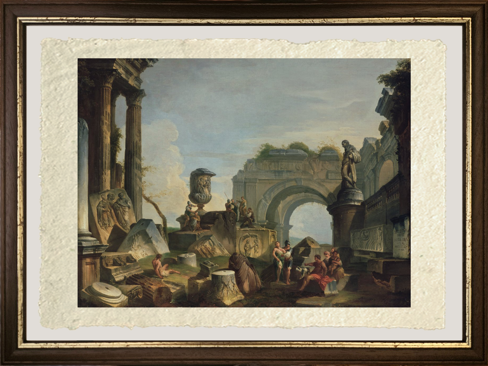 Scena classica con figure di Pannini cornice
