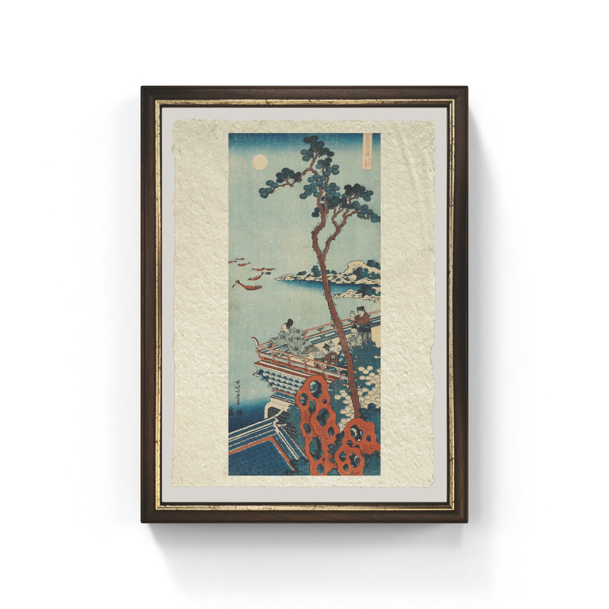 Stampa dalla serie Uno specchio vero di poesie cinesi e giapponesi di Katsushika Hokusai su carta Amalfi