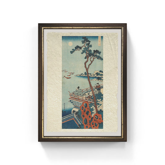 Stampa dalla serie Uno specchio vero di poesie cinesi e giapponesi di Katsushika Hokusai su carta Amalfi