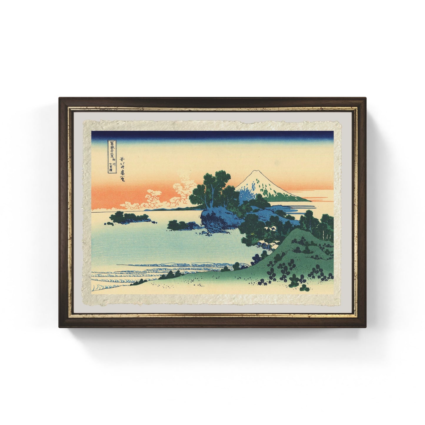 stampa spiaggia di shichiri nella provincia di sagami di katsushika hokusai su carta amalfi