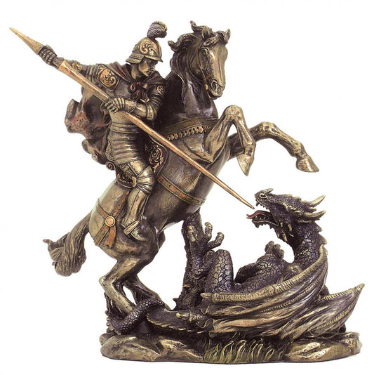 Saint George and the Dragon - Bronzed Resin Statue