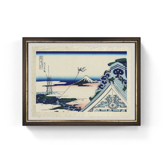 Il tempio Hongan-ji ad Asakusa, Edo di Katsushika Hokusai su carta Amalfi