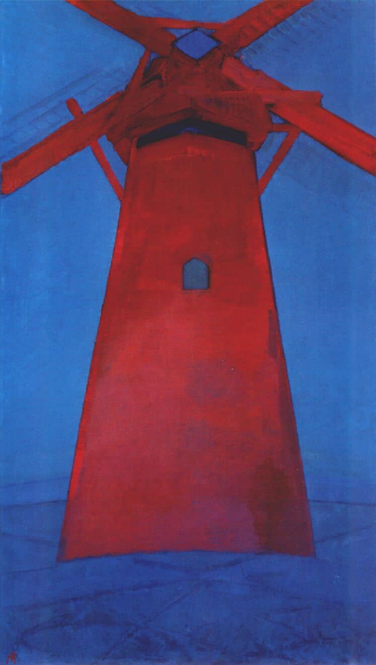 The Red Mill di Piet Mondrian su pregiata carta Amalfi