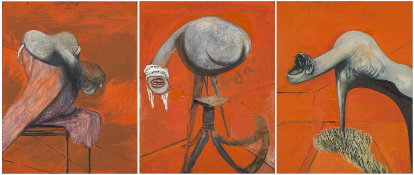 Three Studies for Figures at the Base of a Crucifixion di Francis Bacon su pregiata carta Amalfi