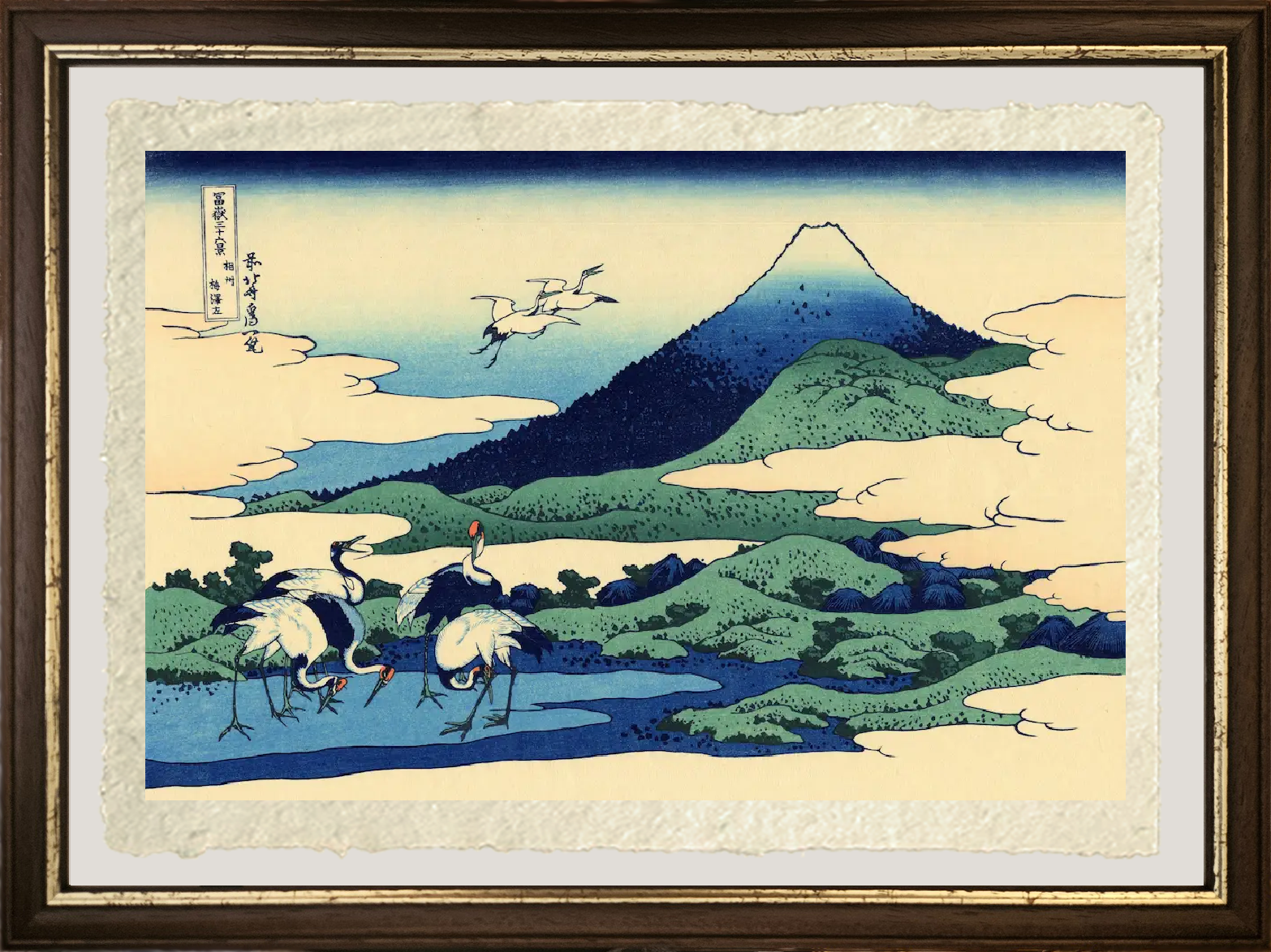 dettaglio ravvicinato Umezawa nella provincia di Sagami Katsushika Hokusai stampa su carta Amalfi