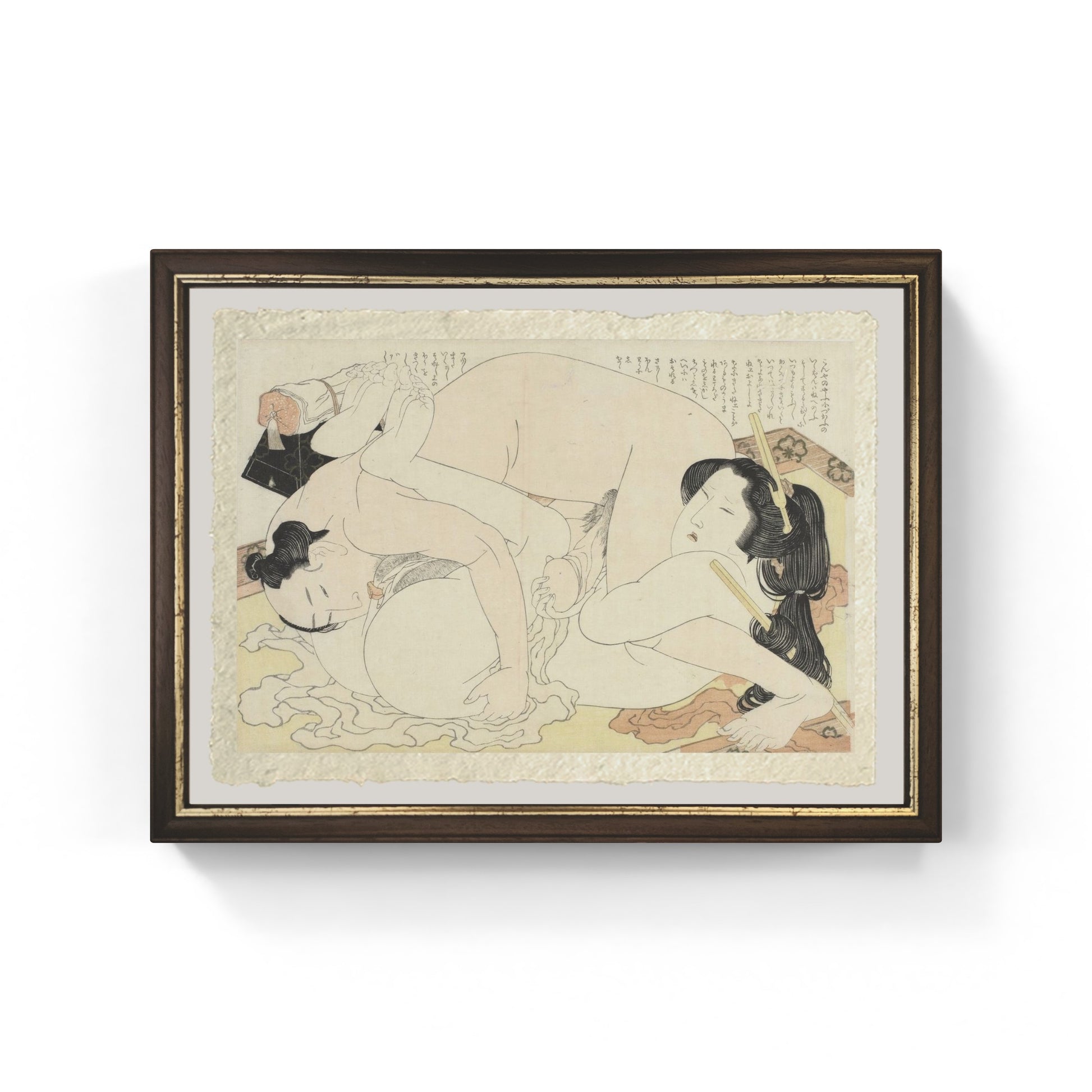 Riproduzione su carta Amalfi Uomo e donna che fanno l'amore su un tappeto di Katsushika Hokusai