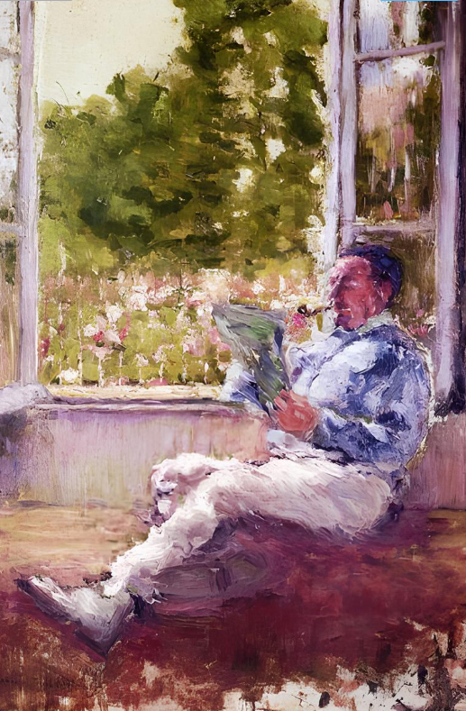 Uomo seduto alla finestra di Marcel Duchamp su pregiata carta Amalfi