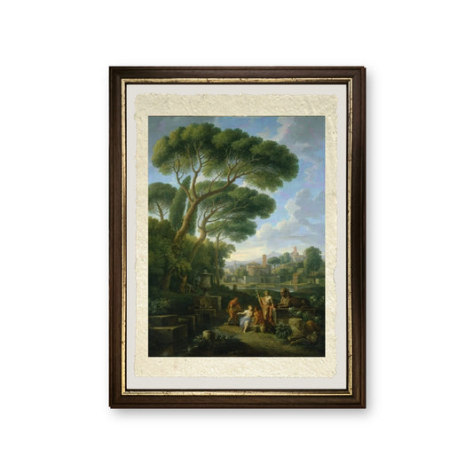 Figure in un paesaggio romano - Jan Frans van Bloemen, riproduzione incorniciata