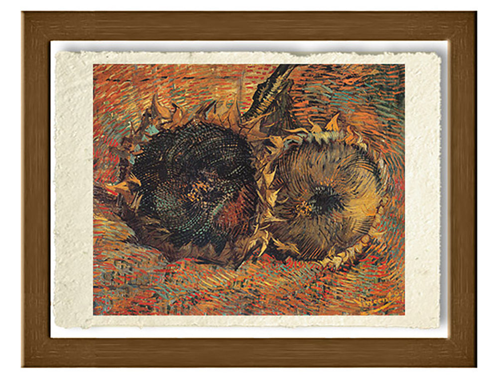 Still life with two sunflowers, Van Gogh. Reproduction