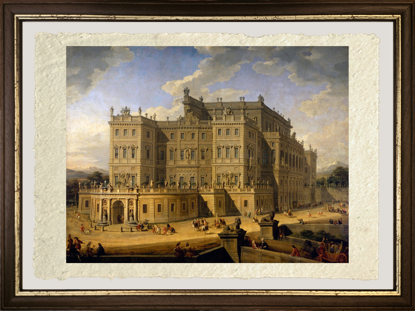 Veduta del Castello di Rivoli di Pannini con cornice
