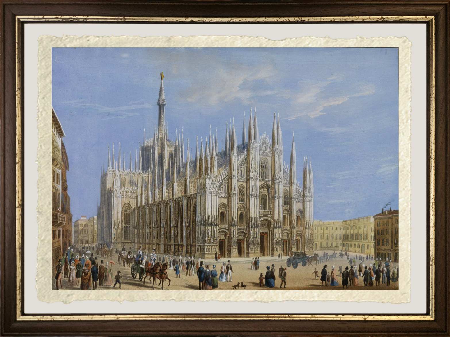 Dettaglio della stampa su carta Amalfi veduta del Duomo di Milano